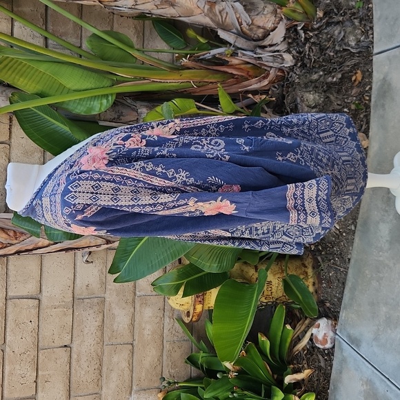 Biya Johnny Was Blue Pink Floral Embordiered Kimono Jacket Small - Picture 2 of 8